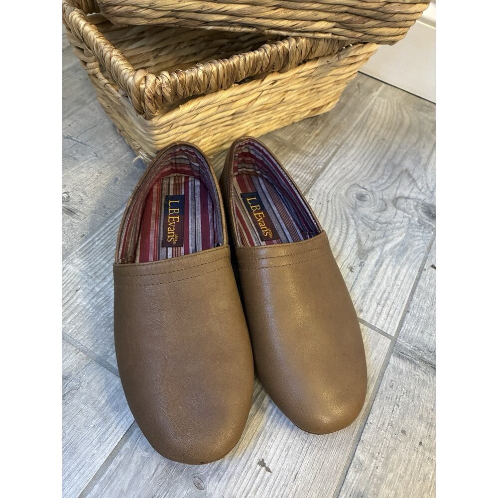 L.B. Evans Aristocrat Opera Men's Slippers Size 8.5 EEE Extra Wide Brown Leather